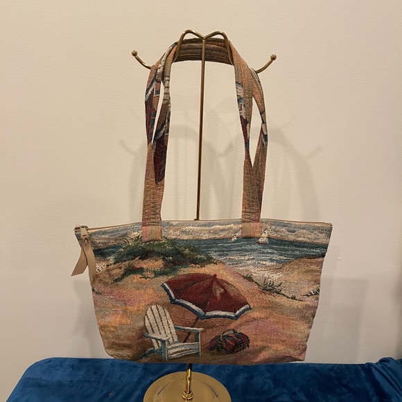 Woven and embroidered beach theme tote - Picture 2 of 4